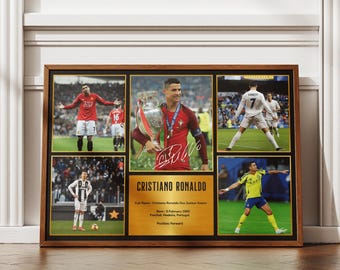 Ronaldo inspirational Wall Art, Printable Football Player Star Poster, Football Autograph Digital Prints, Soccer Wall Art Gift, JPEG