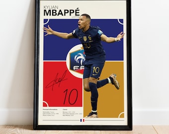 Kylian Mbappé Poster, France national football player , Soccer Gifts, Sports Bedroom Decoration, Instant Download JPG