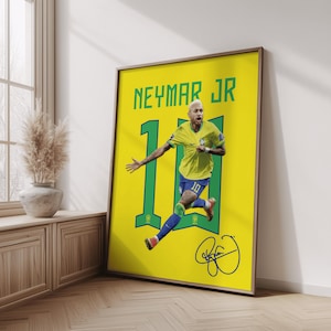 Póster de Neymar, estrella de fútbol, arte de pared imprimible, espalda de camiseta, impresiones digitales, regalo de arte de pared de fútbol, JPEG