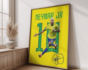 Neymar Jr Wall Art, Printable Football Player Star Poster, Digital Prints, Soccer Wall Art Gift, JPEG