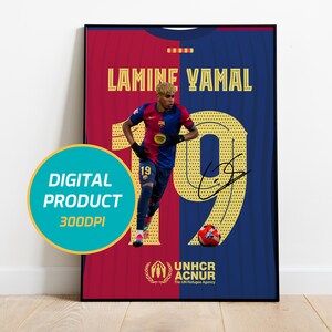 Lamine Yamal Jersey Wall Art, FC Barcelona Poster, Printable Football Player, Star Poster, Jersey Back, Digital Prints, Soccer Wall Art Gift