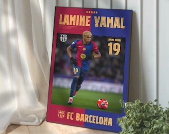 Lamine Yamal poster, FC Barcelona football Print, Soccer Gifts, Gift for son, Football Poster, Soccer Wall Art, Sports Bedroom Posters