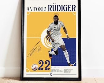 Antonio Rüdiger Poster, Real Madrid football player , Soccer Gifts, Sports Bedroom Decoration, Instant Download JPG