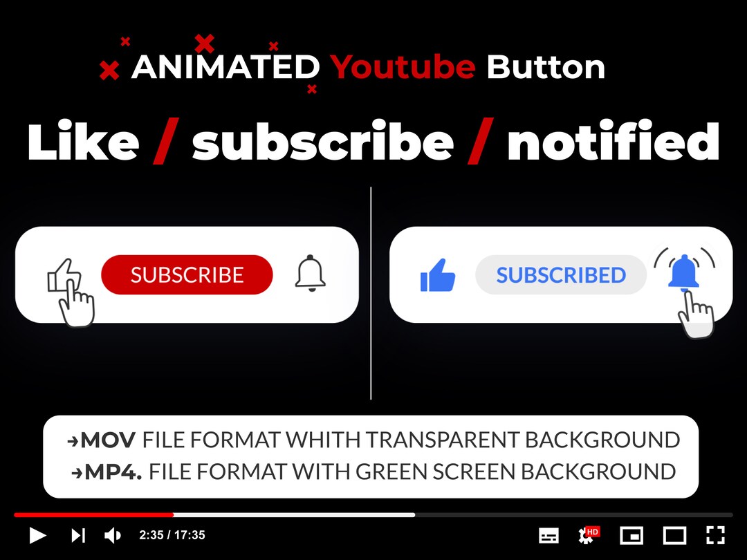 Botón animado de youtube / Botón Me gusta / Botón de - Etsy España