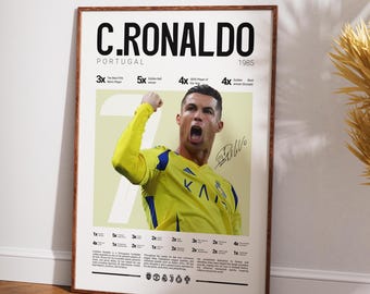 Póster de Ronaldo CR7, lámina imprimible de fútbol, regalo, arte de pared de fútbol, Ronaldo Al Nassr, póster del mejor de todos los tiempos, póster para dormitorio, decoración para habitación de residencia universitaria