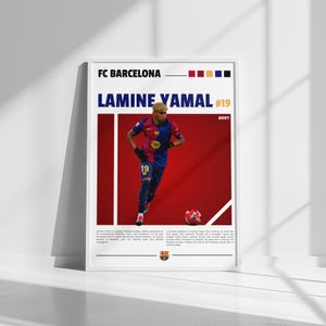 Lamine Yamal Poster, FC Barcelona Home kit Jersey, Yamal Wall Art, Poster Gift for Him, Digital Download JPG
