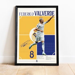 Frederico Valverde Poster, Real Madrid football player , Soccer Gifts, Sports Bedroom Decoration, Soccer Wall Art, Instant Download JPG