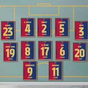 FC Barcelona Jersey Poster Bundle, set of 13 players jersey wall art, Lamine Yamal, Raphinha, Pedri, Gavi and More Digital Download