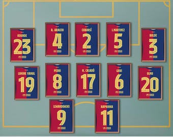 FC Barcelona Poster Bundle, set of 13 players wall art, Lamine Yamal, Raphinha, Pedri, Gavi and More Digital Download