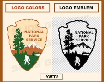 Yeti National Park Service Logo wildlife, Emblem and Color Logos, NPS arrowhead svg, png, eps, pdf, dxf, Digital Download
