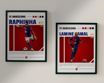 Yamal and Raphinha Posters , Wall arts Bundle, Football fc barcelona posters, gift for son , gift for him, Bedroom Posters, digital download