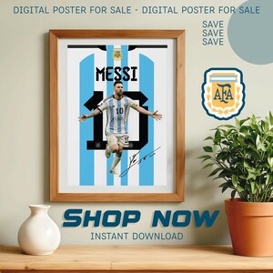 Messi Wall Art, Printable Football Player Star Poster, Jersey Back, Digital Prints, Soccer Wall Art Gift, JPEG