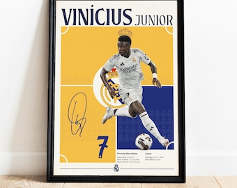 Photo Imprimée Avec Autographe Vinicius Jr 2024-2025 – Cadeau Fan Real Madrid, Format A4, Qualité Brillante - 2