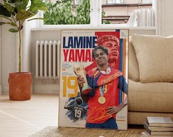 Lamine Yamal Spain Poster, Soccer Wall Art, Football Print Gift, Signed Digital Download