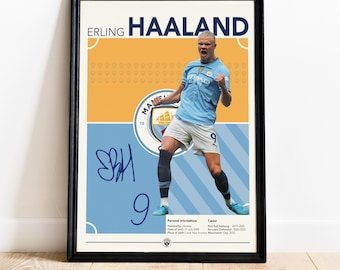 Erling Halaand Poster, Manchester City football player , Soccer Gifts, Sports Bedroom Decoration, Soccer Wall Art Instant, Download JPG