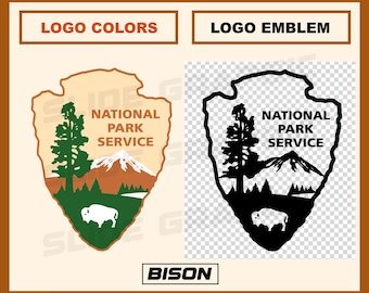 Bison National Park Service Logo wildlife, Emblem and Color Logos, NPS arrowhead svg, png, eps, pdf, dxf, Digital Download