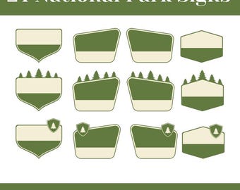 National park sign Bundle, Customizable National park sign svg Vector, Editable Green NPS, Sign Outlines, Digital Download