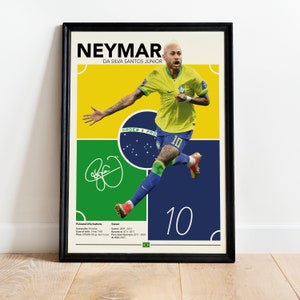 Neymar Jr Poster | Da Silva Santos Neymar Jr Wall Art , Sports Poster , Football , Soccer,  Brazil National Team Print, Instant Download JPG