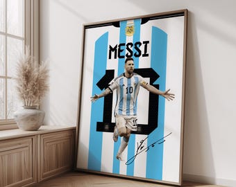 Messi Wall Art, Printable Football Player Star Poster, Jersey Back, Digital Prints, Soccer Wall Art Gift, JPEG