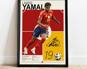 Póster Lamine Yamal, Impresión de Fútbol de España, Regalos de Fútbol, Póster Deportivo, Póster de Fútbol, Arte de Pared de Fútbol, Pósteres Deportivos para Dormitorio