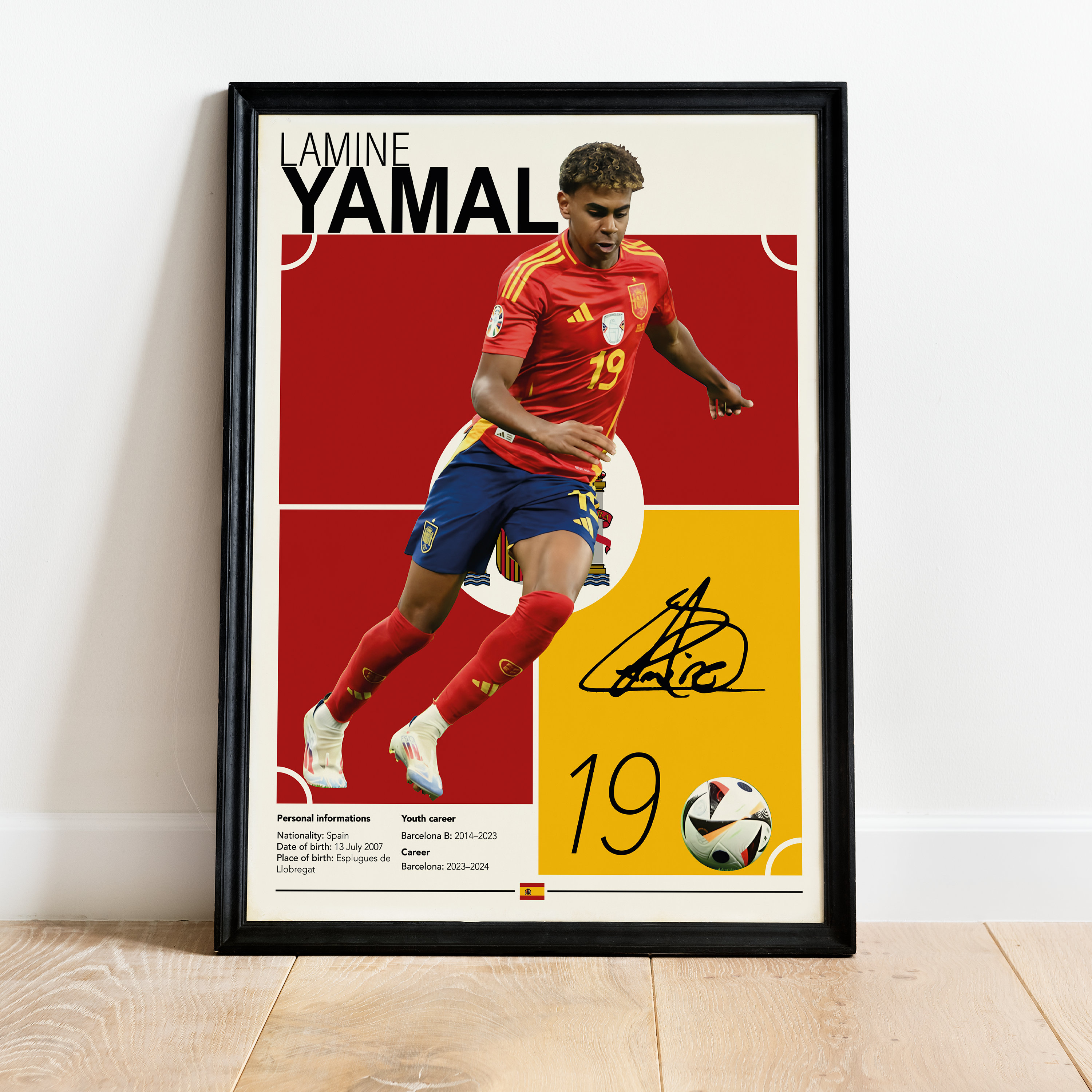 ラミン・ヤマルポスター、スペインサッカープリント、サッカーギフト