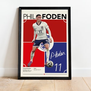 Phil Foden Wall Art, England Soccer Print, Soccer Gifts, Football Player Poster, Sports Bedroom Decoration, Instant Download JPG