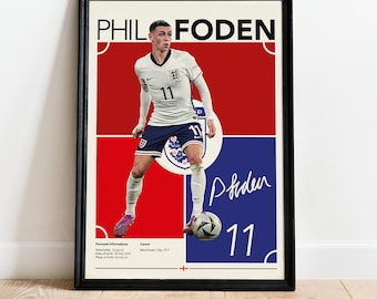 Phil Foden Wall Art, England Soccer Print, Soccer Gifts, Football Player Poster, Sports Bedroom Decoration, Instant Download JPG