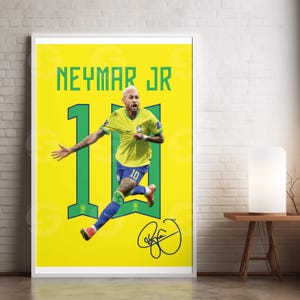 Neymar Wall Art, Printable Football Player Star Poster, Jersey Back, Digital Prints, Soccer Wall Art Gift, JPEG