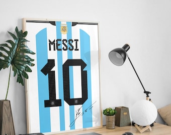 Messi Wall Art, Printable Football Player Star Poster, Jersey Back, Digital Prints, Soccer Wall Art Gift, JPEG