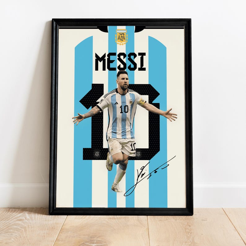 Messi Wall Art, Printable Football Player Star Poster, Jersey Back, Digital Prints, Soccer Wall Art Gift, JPEG