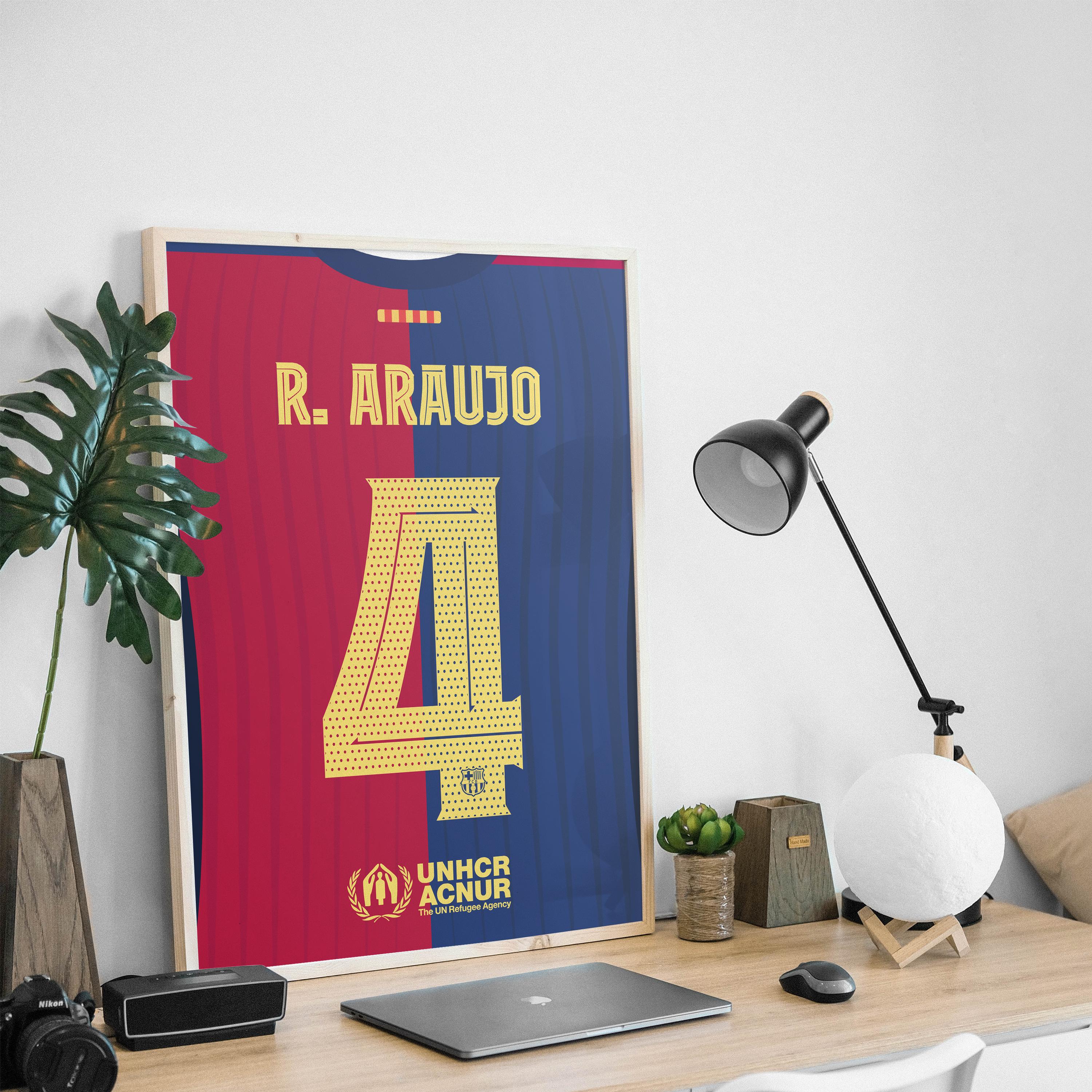 Ronald ARAUJO FC Barcelona Jersey Poster, Barcelona Print Art, Barcelona wall art,Name, Gift for Him ,Digital Download