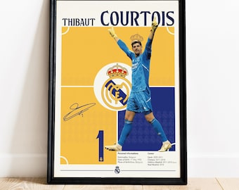 Thibaut Courtois Poster, Real Madrid football player , Soccer Gifts, Sports Bedroom Decoration, Instant Download JPG