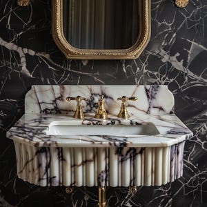 Hand Carved Calacatta Viola Marble Vanity, Custom Order Bathroom Sink, Natural Stone , Calacatta Viola Marble Sink for Bathroom