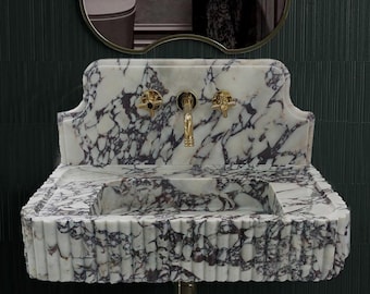 Handmade Calacatta Viola Marble Sink , Luxury Marble Sink Basin , Elegant and Stylish Choice for Bathroom