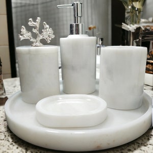 Dosificador de jabón para cocina de cerámica - acabado efecto mármol