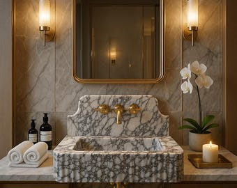 Handmade Calacatta Viola Marble Sink , Luxury Marble Sink Basin , Elegant and Stylish Choice for Bathroom