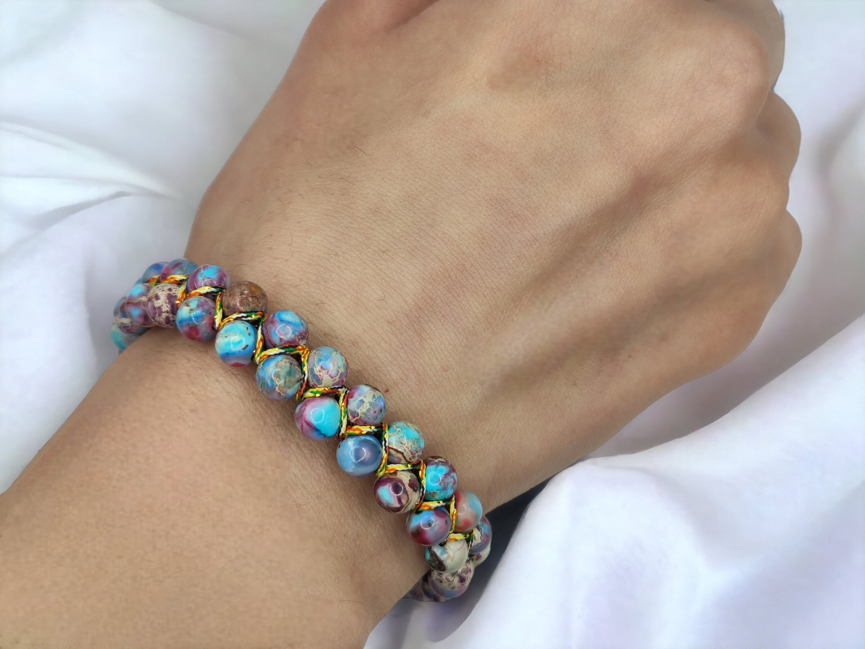 Braccale Con Element Color Oro E Petre Mneral D Agata E Perle D - Foto 3