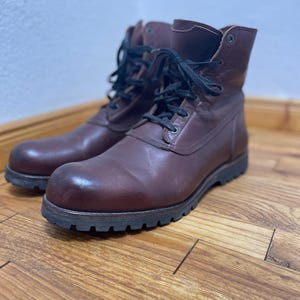 Vintage volledig leren Lundhags-laars in bruin maat US 13-14 EU 48 voor werk, bushcraft, vintage, overleving, erfgoed