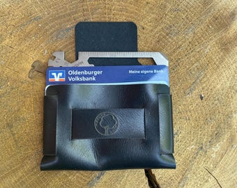 Leather money card & business card holder for business, outdoor, bushcraft