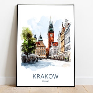 Krakow Travel Print Krakow Wall Art Krakow Travel Poster Krakow Gift Art Krakow Wall Decor Home Poland Travel Print Poland Wall Art Krakow