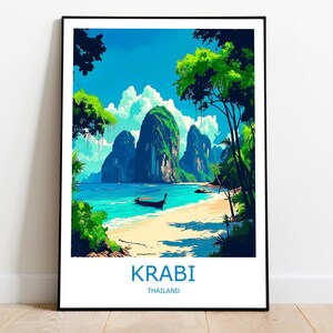 Krabi Travel Print Krabi Wall Art Krabi Travel Poster Krabi Gift Art Krabi Wall Decor Home Thailand Travel Print Thailand Wall Decor Art