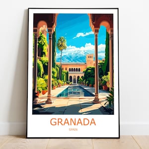 Granada Travel Print Granada Wall Art Granada Travel Poster Granada Gift Art Granada Wall Decor Home Spain Travel Print Spain Wall Art