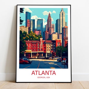 Atlanta Travel Print Atlanta Wall Art Atlanta Travel Poster Atlanta Gift Art Atlanta Wall Decor Home Georgia Travel Print Georgia Wall Art