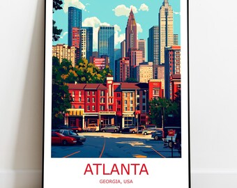 Atlanta Travel Print Atlanta Wall Art Atlanta Travel Poster Atlanta Gift Art Atlanta Wall Decor Home Georgia Travel Print Georgia Wall Art