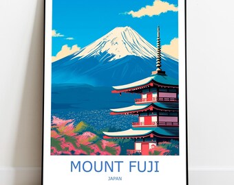 Mount Fuji  Travel Poster, Japanese Wall Art, Japan Home Decor Gift