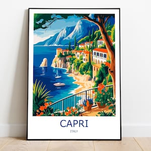 Capri Travel Print Capri Wall Art Capri Travel Poster Capri Gift Art Capri Wall Decor Home Italy Travel Print Italy Wall Art Capri Print
