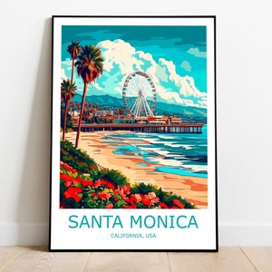 Santa Monica Travel Print Santa Monica Wall Art Santa Monica Travel Poster Santa Monica Gift Santa Monica Wall Decor California Wall Art
