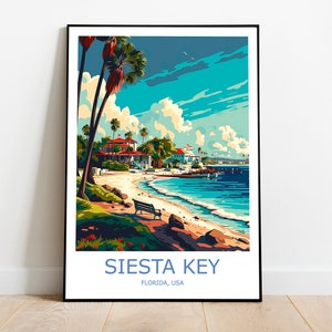 Siesta Key Travel Print Siesta Key Wall Art Siesta Travel Poster Siesta Gift Siesta Key Wall Decor  Florida Travel Print Florida Wall Art