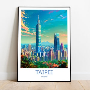 Taipei reizen print Taipei muurkunst Taipei reisposter Taipei cadeau kunst Taipei muur decor Taiwan reizen print Taipei print Taiwan muur kunst