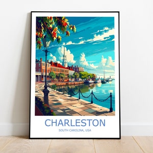 Charleston Travel Print Charleston Wall Art Charleston Travel Poster Charleston Gift Art Charleston Wall Decor South Carolina Travel Print